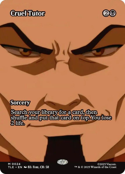 Cruel Tutor (Borderless) trading card from Avatar: The Last Airbender: Eternal-Legal Cruel Tutor (Borderless) - Avatar: The Last Airbender: Eternal-Legal Magic: The Gathering trading card