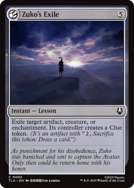 Zuko's Exile - Avatar: The Last Airbender Magic: The Gathering trading card