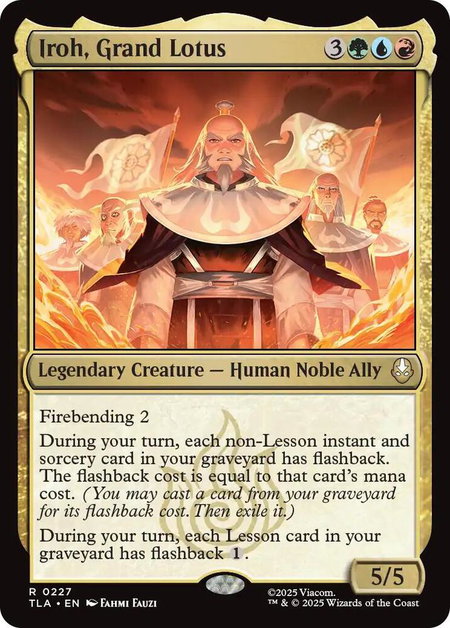 Iroh, Grand Lotus trading card from Avatar: The Last Airbender Iroh, Grand Lotus - Avatar: The Last Airbender Magic: The Gathering trading card