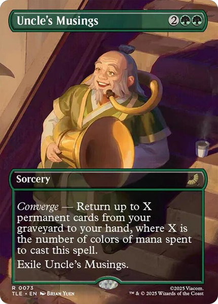 Uncle's Musings (Borderless) trading card from Avatar: The Last Airbender: Eternal-Legal Uncle's Musings (Borderless) - Avatar: The Last Airbender: Eternal-Legal Magic: The Gathering trading card