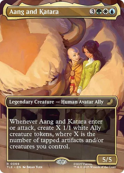 Aang and Katara (Borderless) trading card from Avatar: The Last Airbender: Eternal-Legal Aang and Katara (Borderless) - Avatar: The Last Airbender: Eternal-Legal Magic: The Gathering trading card