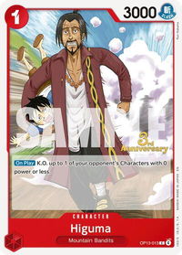 Higuma - Carrying On His Will: 3rd Anniversary Tournament Cards (OP13 ANN) #OP13-013 - Common One Piece Trading Card