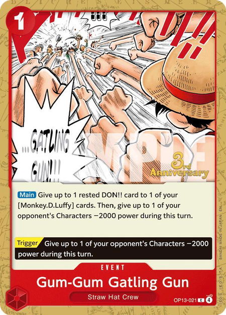 Gum-Gum Gatling Gun - Carrying On His Will: 3rd Anniversary Tournament Cards One Piece trading card