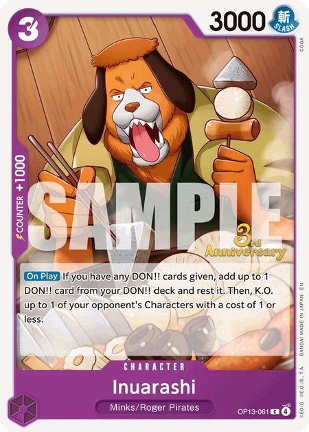 Inuarashi - Carrying On His Will: 3rd Anniversary Tournament Cards One Piece trading card