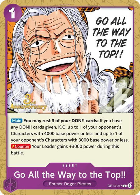 Go All the Way to the Top!! - Carrying On His Will: 3rd Anniversary Tournament Cards One Piece trading card