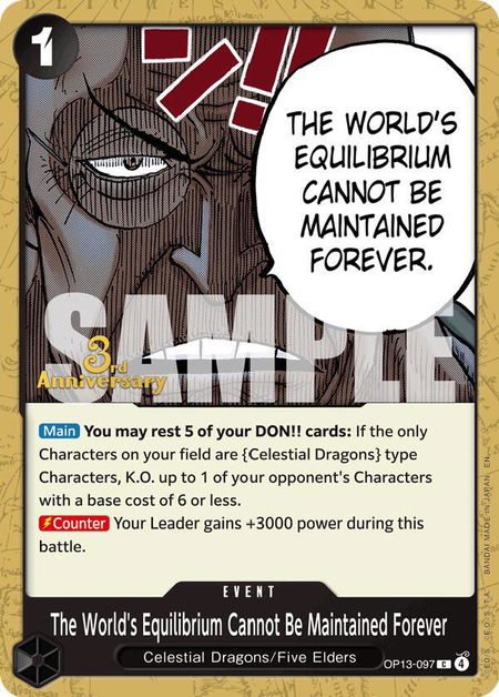 The World's Equilibrium Cannot Be Maintained Forever - Carrying On His Will: 3rd Anniversary Tournament Cards One Piece trading card