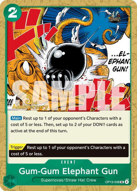 Gum-Gum Elephant Gun - Carrying On His Will: 3rd Anniversary Tournament Cards One Piece trading card