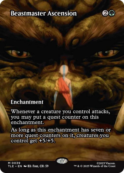 Beastmaster Ascension (Borderless) trading card from Avatar: The Last Airbender: Eternal-Legal Beastmaster Ascension (Borderless) - Avatar: The Last Airbender: Eternal-Legal Magic: The Gathering trading card