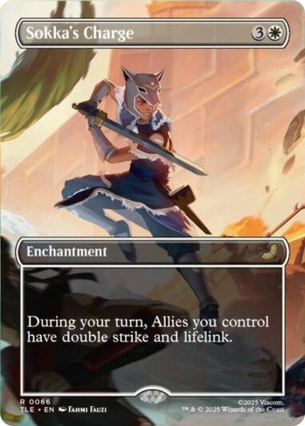 Sokka's Charge (Borderless) trading card from Avatar: The Last Airbender: Eternal-Legal Sokka's Charge (Borderless) - Avatar: The Last Airbender: Eternal-Legal Magic: The Gathering trading card