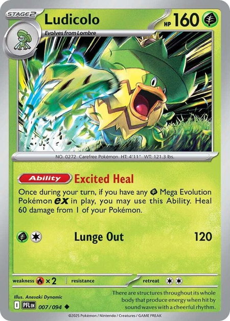 Ludicolo - 007/094 - ME02: Phantasmal Flames Pokémon trading card
