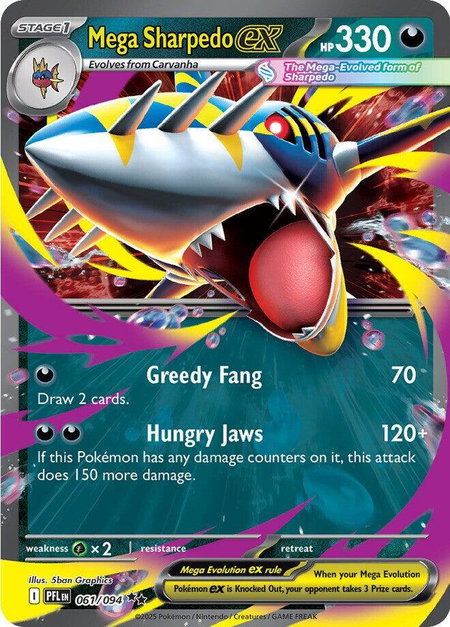 Mega Sharpedo ex - 061/094 - ME02: Phantasmal Flames Pokémon trading card