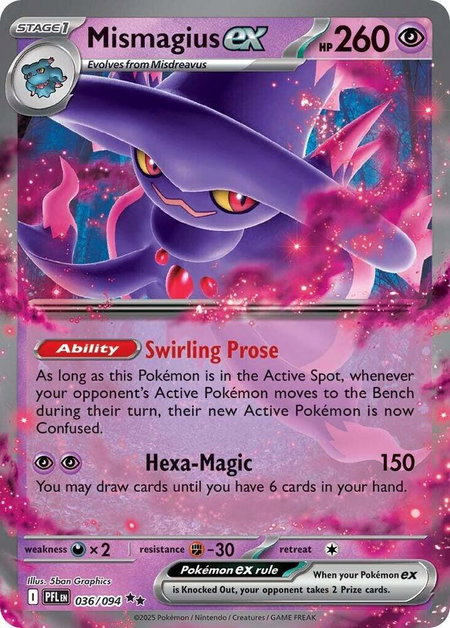 Mismagius ex - 036/094 - ME02: Phantasmal Flames Pokémon trading card