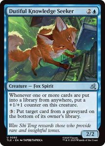 Dutiful Knowledge Seeker - Avatar: The Last Airbender: Eternal-Legal (TLE) #92 - Uncommon Magic: The Gathering Trading Card