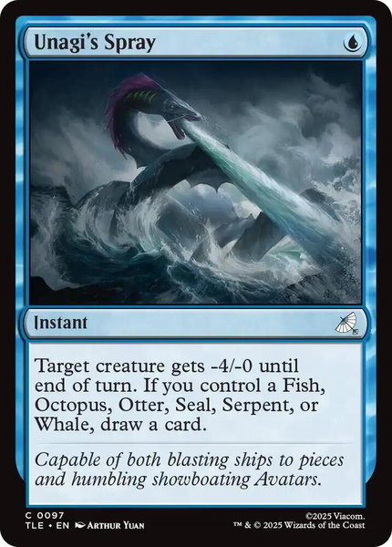Unagi's Spray trading card from Avatar: The Last Airbender: Eternal-Legal Unagi's Spray - Avatar: The Last Airbender: Eternal-Legal Magic: The Gathering trading card