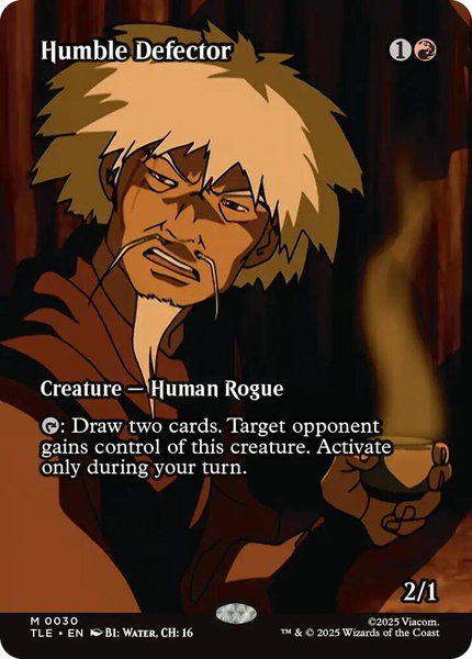 Humble Defector (Borderless) trading card from Avatar: The Last Airbender: Eternal-Legal Humble Defector (Borderless) - Avatar: The Last Airbender: Eternal-Legal Magic: The Gathering trading card