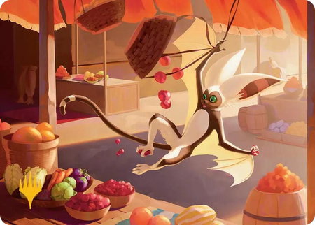 Momo, Playful Pet Art Card (Gold-Stamped Planeswalker Symbol) - Art Series: Avatar: The Last Airbender Magic: The Gathering trading card