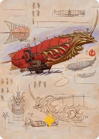 Phoenix Fleet Airship Art Card (Gold-Stamped Planeswalker Symbol) - Art Series: Avatar: The Last Airbender (ASTLA) #35 - Special Magic: The Gathering Trading Card
