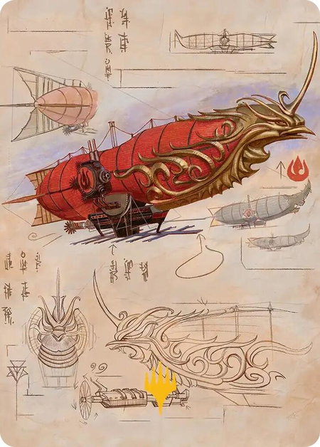Phoenix Fleet Airship Art Card (Gold-Stamped Planeswalker Symbol) trading card from Art Series: Avatar: The Last Airbender Phoenix Fleet Airship Art Card (Gold-Stamped Planeswalker Symbol) - Art Series: Avatar: The Last Airbender Magic: The Gathering trading card