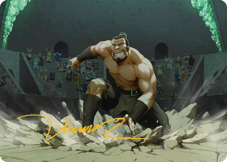 The Boulder, Ready to Rumble Art Card (Gold-Stamped Signature) trading card from Art Series: Avatar: The Last Airbender The Boulder, Ready to Rumble Art Card (Gold-Stamped Signature) - Art Series: Avatar: The Last Airbender Magic: The Gathering trading card