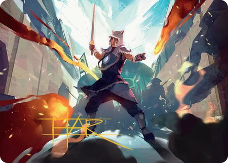 Sokka, Tenacious Tactician Art Card (Gold-Stamped Signature) - Art Series: Avatar: The Last Airbender Magic: The Gathering trading card