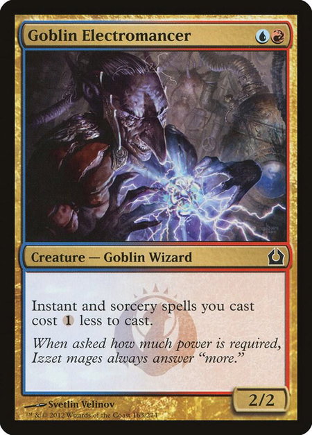 Goblin Electromancer trading card from Return to Ravnica Goblin Electromancer - Return to Ravnica Magic: The Gathering trading card