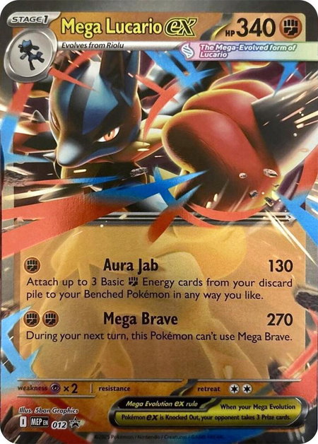 Mega Lucario ex - 012 trading card from ME: Mega Evolution Promo Mega Lucario ex - 012 - ME: Mega Evolution Promo Pokémon trading card