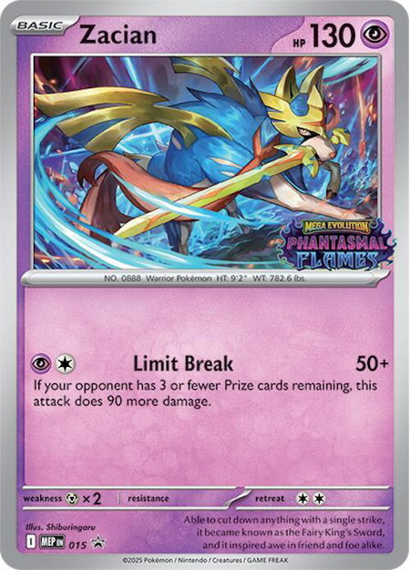 Zacian (Prerelease) trading card from ME: Mega Evolution Promo Zacian (Prerelease) - ME: Mega Evolution Promo Pokémon trading card