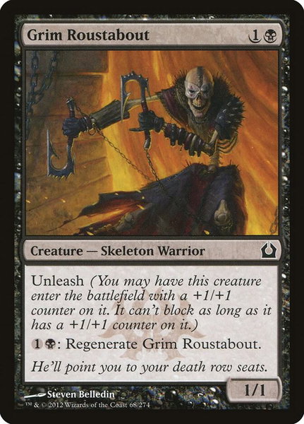 Grim Roustabout trading card from Return to Ravnica Grim Roustabout - Return to Ravnica Magic: The Gathering trading card