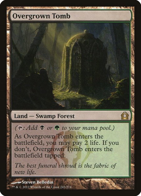 Overgrown Tomb trading card from Return to Ravnica Overgrown Tomb - Return to Ravnica Magic: The Gathering trading card