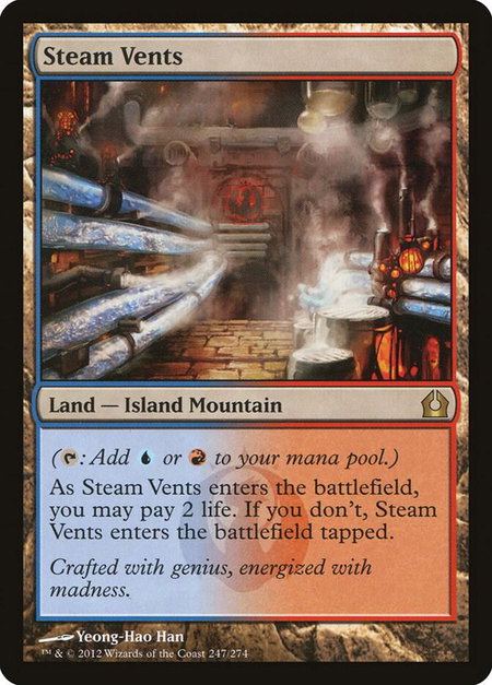 Steam Vents trading card from Return to Ravnica Steam Vents - Return to Ravnica Magic: The Gathering trading card