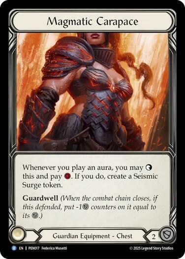Magmatic Carapace trading card from Compendium of Rathe Magmatic Carapace - Compendium of Rathe Flesh and Blood trading card