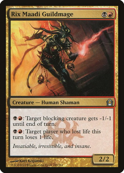 Rix Maadi Guildmage trading card from Return to Ravnica Rix Maadi Guildmage - Return to Ravnica Magic: The Gathering trading card