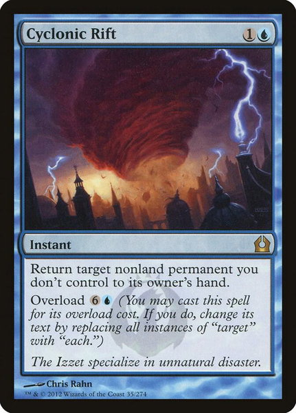 Cyclonic Rift trading card from Return to Ravnica Cyclonic Rift - Return to Ravnica Magic: The Gathering trading card