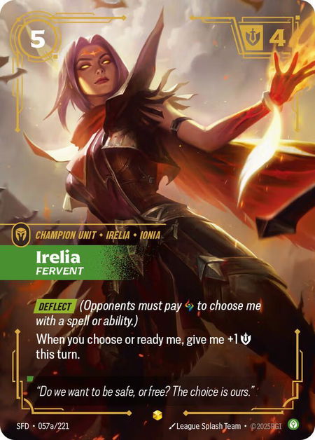 Irelia - Fervent (Alternate Art) - Spiritforged Riftbound trading card