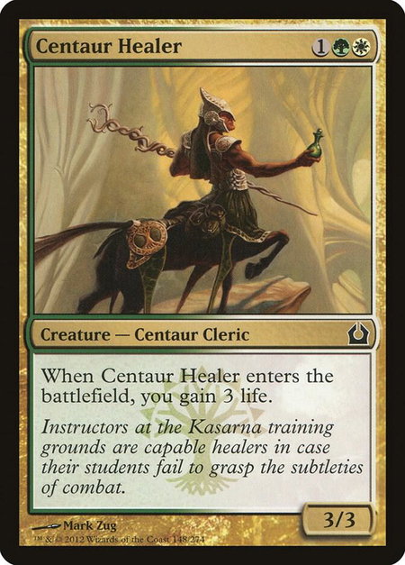 Centaur Healer trading card from Return to Ravnica Centaur Healer - Return to Ravnica Magic: The Gathering trading card