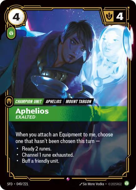 Aphelios - Exalted - Spiritforged Riftbound trading card