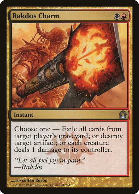 Rakdos Charm trading card from Return to Ravnica Rakdos Charm - Return to Ravnica Magic: The Gathering trading card
