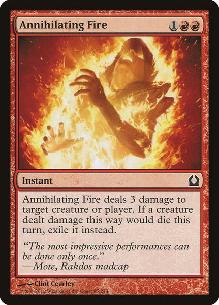 Annihilating Fire trading card from Return to Ravnica Annihilating Fire - Return to Ravnica Magic: The Gathering trading card