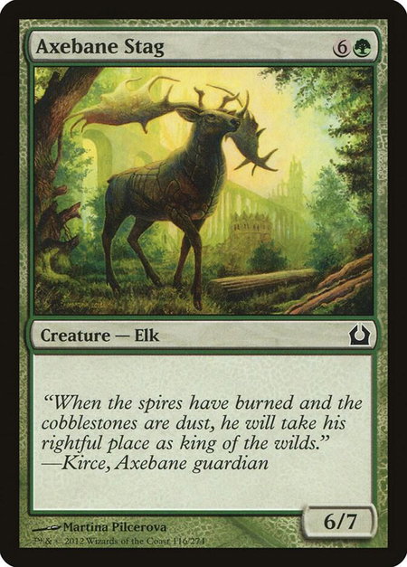 Axebane Stag trading card from Return to Ravnica Axebane Stag - Return to Ravnica Magic: The Gathering trading card
