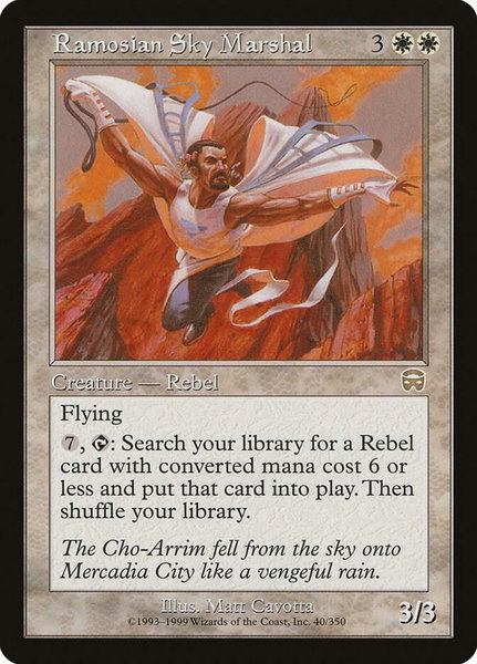 Ramosian Sky Marshal trading card from Mercadian Masques Ramosian Sky Marshal - Mercadian Masques Magic: The Gathering trading card