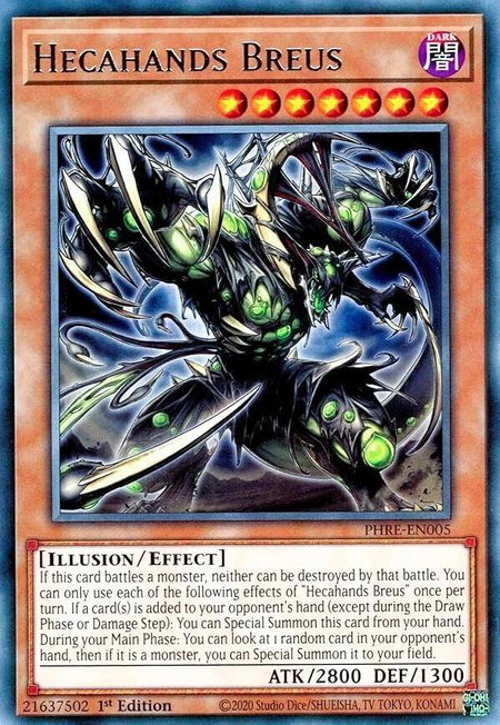 Hecahands Breus trading card from Phantom Revenge Hecahands Breus - Phantom Revenge YuGiOh trading card