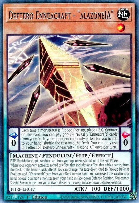 Deftero Enneacraft - "alazoneIA" trading card from Phantom Revenge Deftero Enneacraft - "alazoneIA" - Phantom Revenge YuGiOh trading card