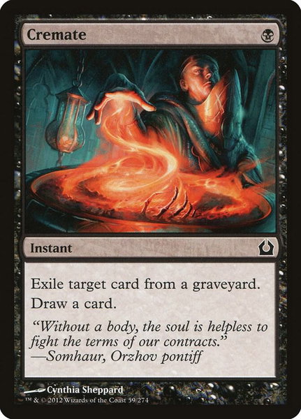 Cremate trading card from Return to Ravnica Cremate - Return to Ravnica Magic: The Gathering trading card