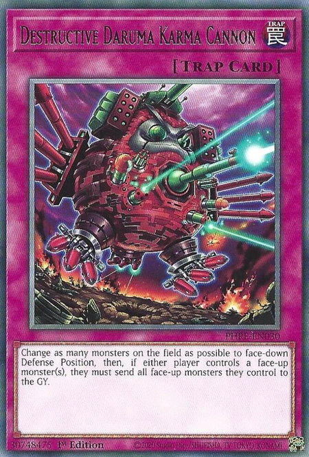 Destructive Daruma Karma Cannon trading card from Phantom Revenge Destructive Daruma Karma Cannon - Phantom Revenge YuGiOh trading card