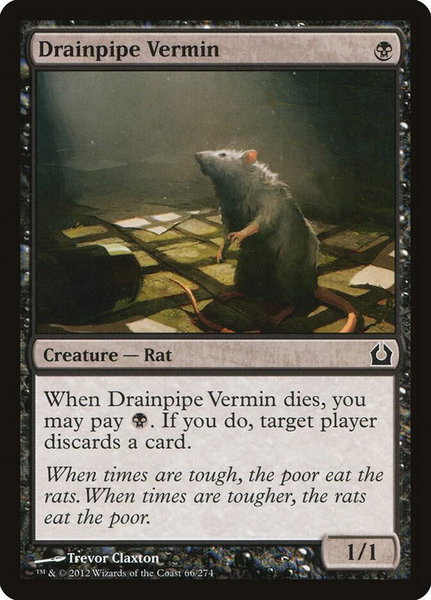 Drainpipe Vermin trading card from Return to Ravnica Drainpipe Vermin - Return to Ravnica Magic: The Gathering trading card