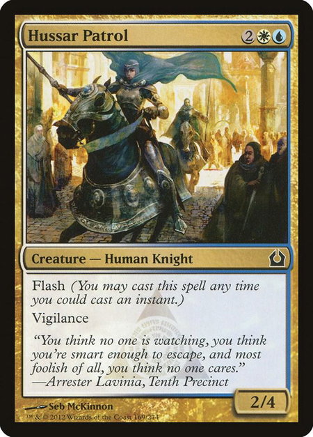 Hussar Patrol trading card from Return to Ravnica Hussar Patrol - Return to Ravnica Magic: The Gathering trading card