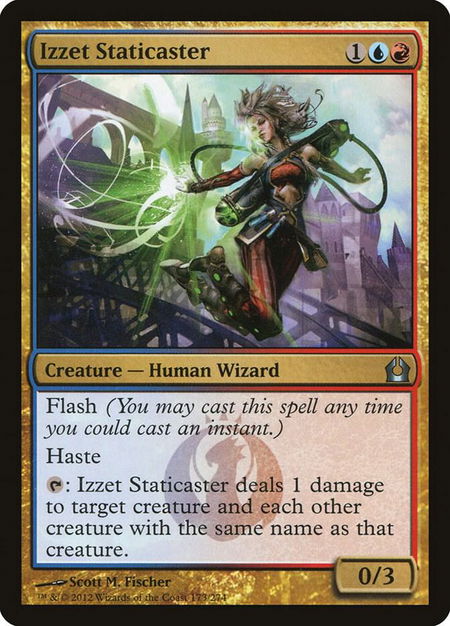 Izzet Staticaster trading card from Return to Ravnica Izzet Staticaster - Return to Ravnica Magic: The Gathering trading card