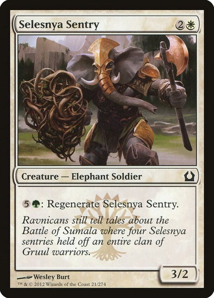 Selesnya Sentry trading card from Return to Ravnica Selesnya Sentry - Return to Ravnica Magic: The Gathering trading card