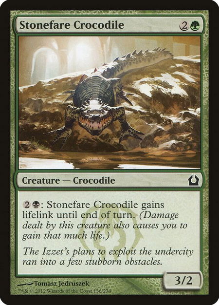 Stonefare Crocodile trading card from Return to Ravnica Stonefare Crocodile - Return to Ravnica Magic: The Gathering trading card