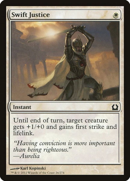 Swift Justice trading card from Return to Ravnica Swift Justice - Return to Ravnica Magic: The Gathering trading card